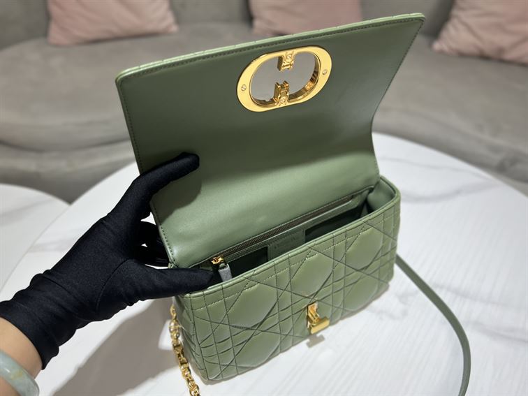 DIOR MEDIUM DIOR CARO BAG GREEN QUILTED MACROCANNAGE CALFSKIN – DOB064