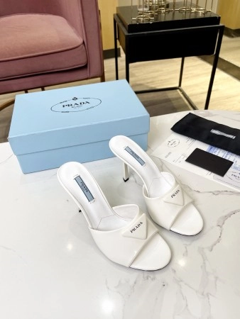 PRADA HEELED SANDALS 75MM IN WHITE BRUSHED LEATHER – PSD016