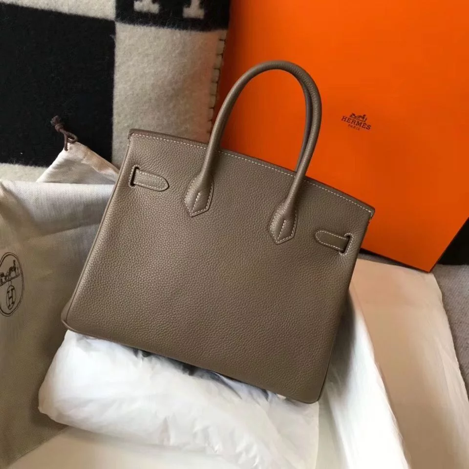 Hermes Birkin 30cm Bag In Taupe Clemence Leather GHW – HW022