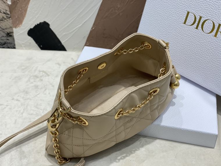DIOR SMALL DIOR AMMI BAG BEIGE SUPPLE MACROCANNAGE LAMBSKIN – DOB048