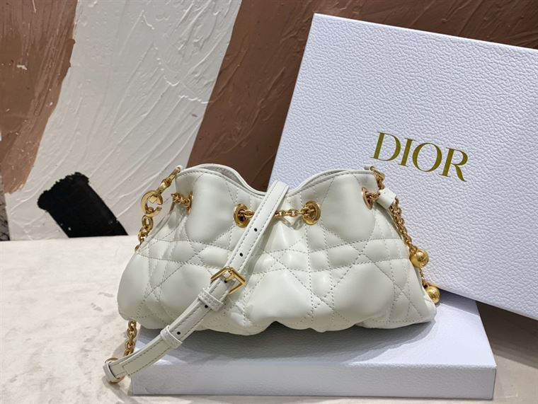 DIOR SMALL DIOR AMMI BAG WHITE SUPPLE MACROCANNAGE LAMBSKIN – DOB049