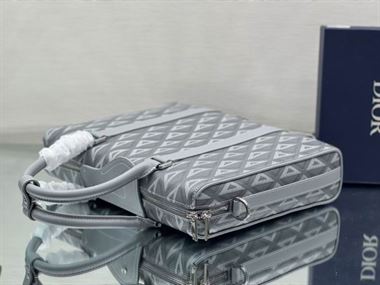 DIOR LINGOT BRIEFCASE BLACK CD DIAMOND CANVAS AND SMOOTH CALFSKIN – DIO033
