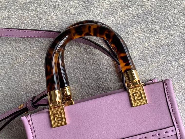 FENDI MINI SUNSHINE SHOPPER LILAC LEATHER MINI BAG – F014