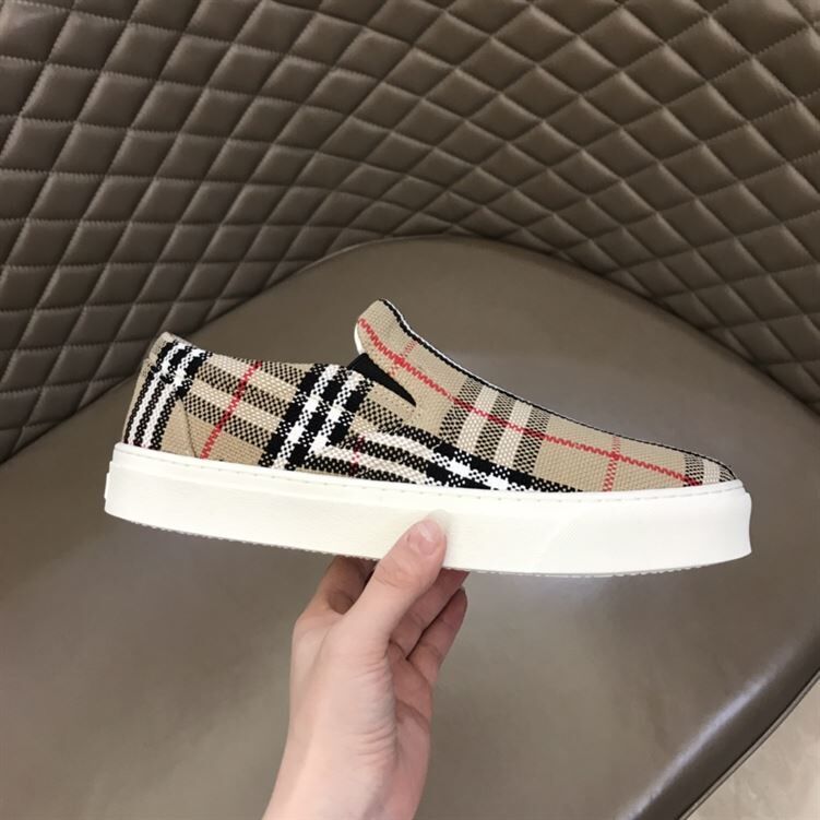 BURBERRY BIO-BASED SOLE LATTICED COTTON SLIP-ON SNEAKERS – BBR024