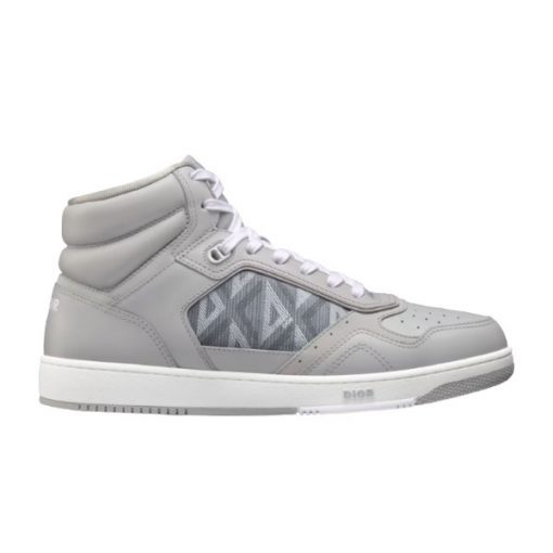 DIOR B27 HIGH-TOP SNEAKER GRAY SMOOTH CALFSKIN AND CD DIAMOND CANVAS – DO140