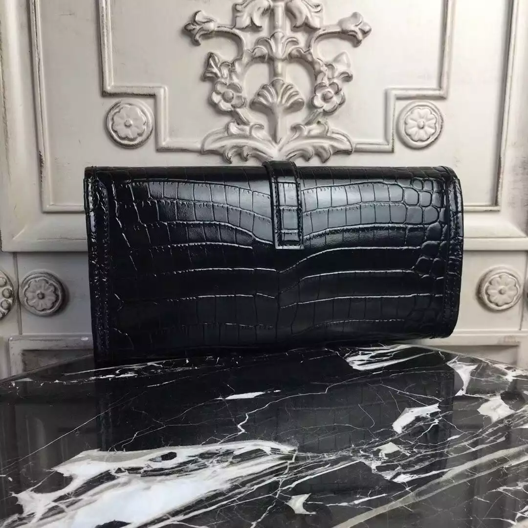 Hermes Jige Elan 29 Clutch In Black Crocodile Leather – HW113