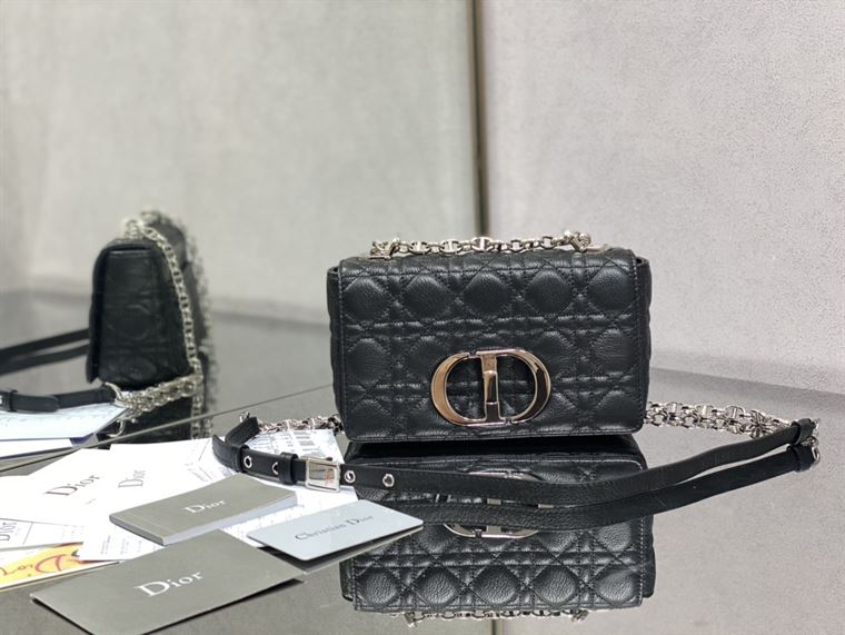 DIOR SMALL DIOR CARO BAG BLACK SUPPLE CANNAGE CALFSKIN – DOB117