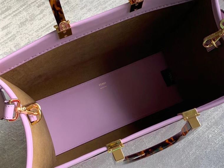 FENDI SUNSHINE MEDIUM LILAC LEATHER SHOPPER – F020
