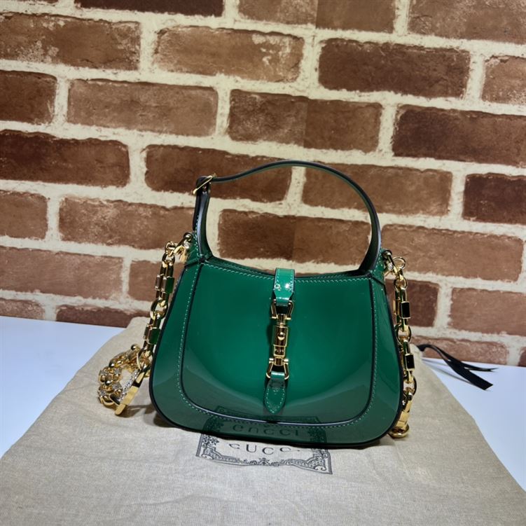 GUCCI JACKIE 1961 MINI SHOULDER BAG WITH GREEN PATENT LEATHER – GB76