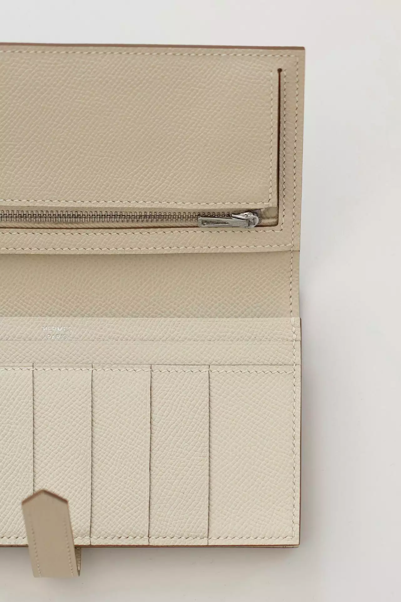 Hermes Bearn Long Handmade Wallet in Craie Epsom Calfskin – HW155