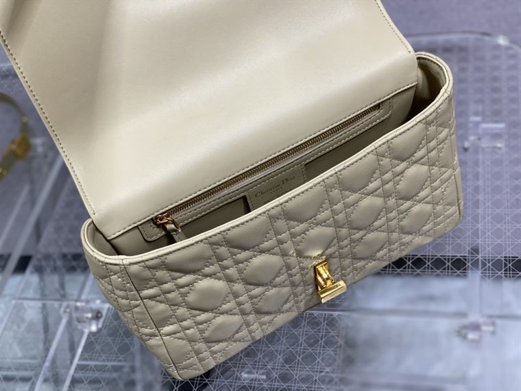 DIOR MEDIUM DIOR CARO BAG BEIGE SUPPLE CANNAGE CALFSKIN – DOB111