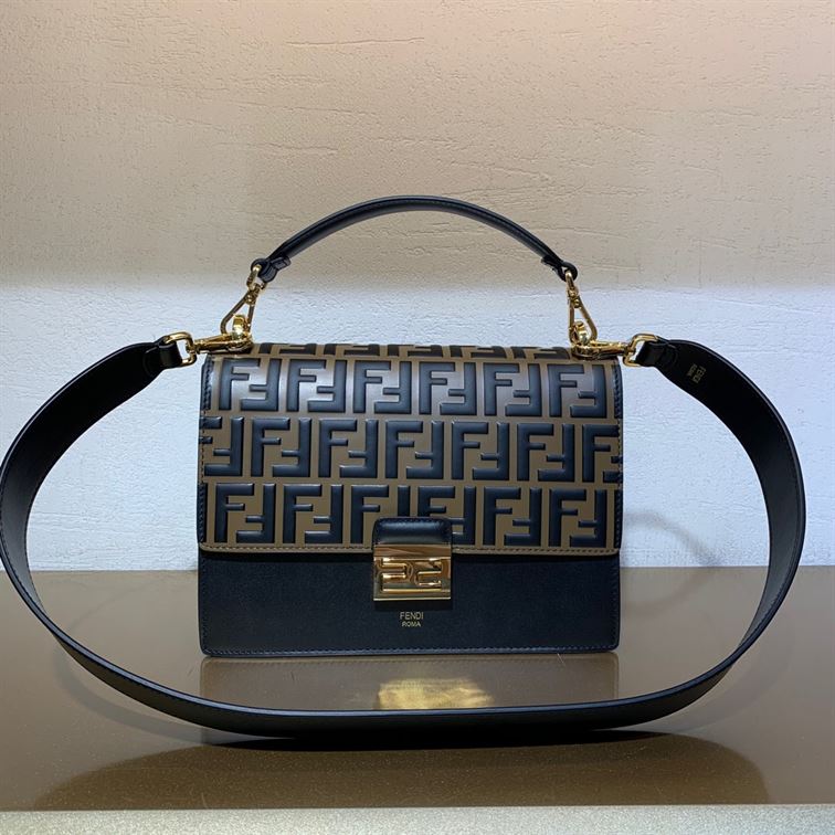 FENDI KAN I BLACK LEATHER BAG – F004