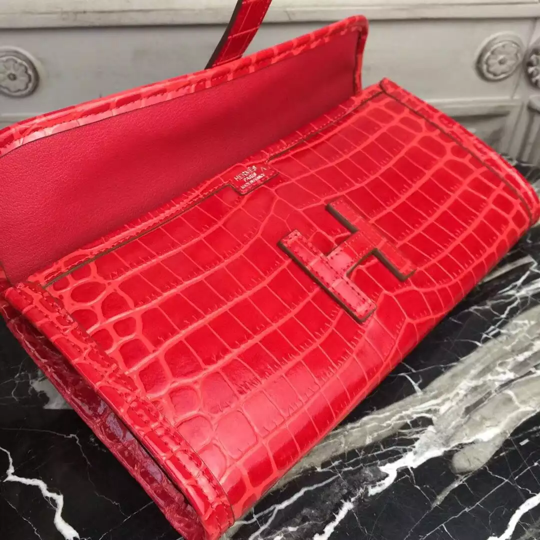 Hermes Jige Elan 29 Clutch In Red Crocodile Leather – HW110