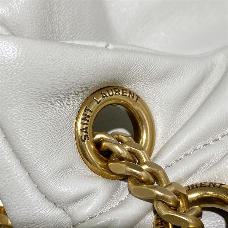 YSL SMALL PUFFER IN QUILTED NAPPA WHITE LEATHER – YB070