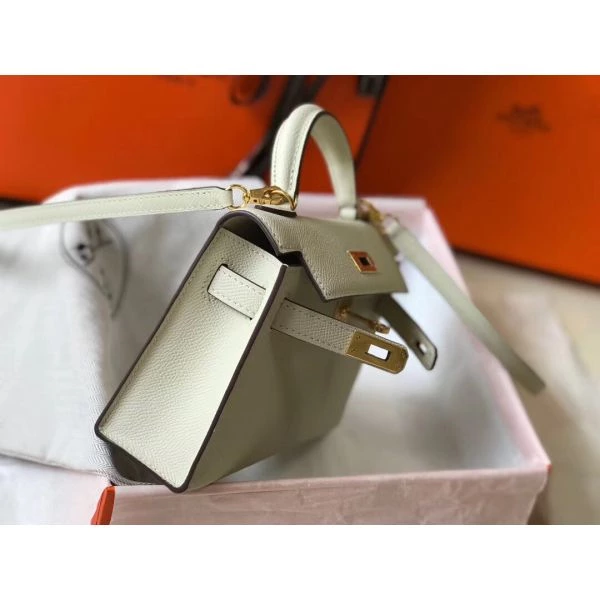 Hermes Kelly Mini II Bag In White Epsom Leather GHW – HW117