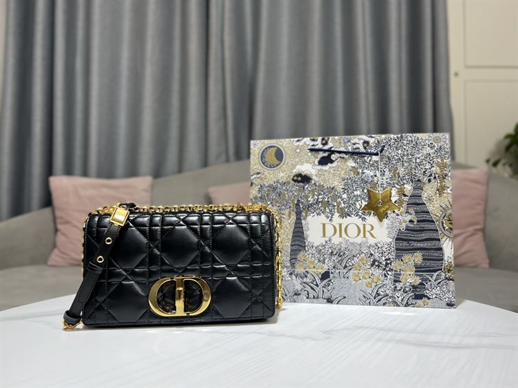 DIOR MEDIUM DIOR CARO BAG BLACK QUILTED MACROCANNAGE CALFSKIN – DOB061