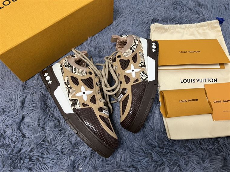 LOUIS VUITTON LV SKATE SNEAKER IN BROWN SNAKESKIN – LVS148