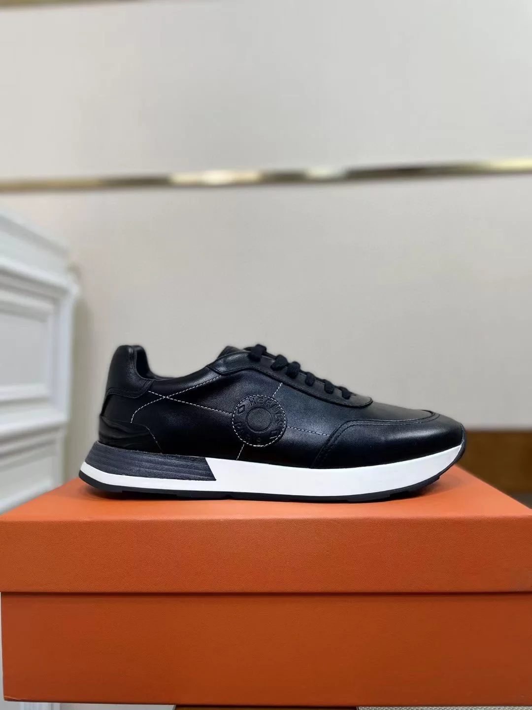 Hermes Men’s Drive Sneakers In Black Leather – HM033