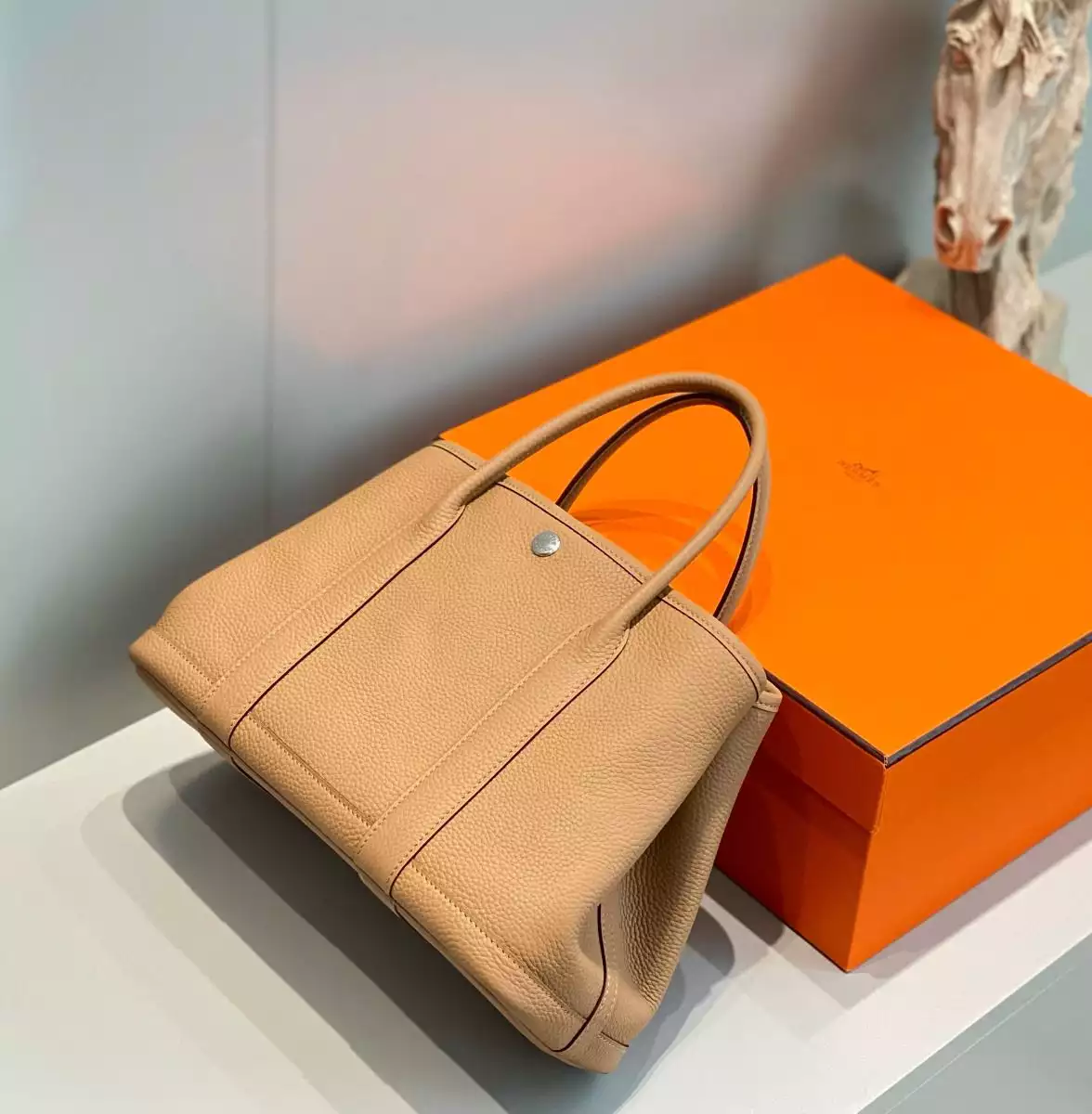 Hermes Garden Party 30 Bag In Chai Taurillon Leather – HW073