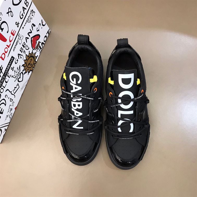 DOLCE & GABBANA PORTOFINO SNEAKER IN CALFSKIN AND PATENT LEATHER – DG032