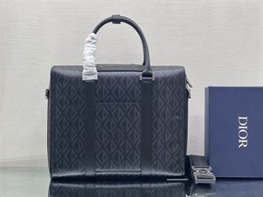 DIOR LINGOT BRIEFCASE GRAY CD DIAMOND CANVAS AND SMOOTH CALFSKIN – DIO032