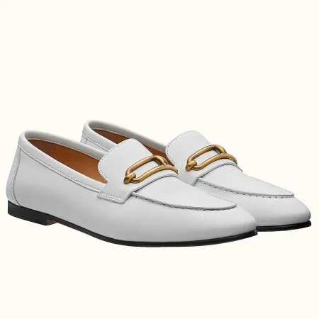 Hermes Men’s Colette Loafers In White Calfskin – HM046