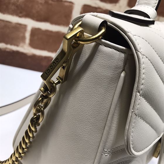 GUCCI GG MARMONT SMALL TOP HANDLE BAG IN WHITE LEATHER – GB51