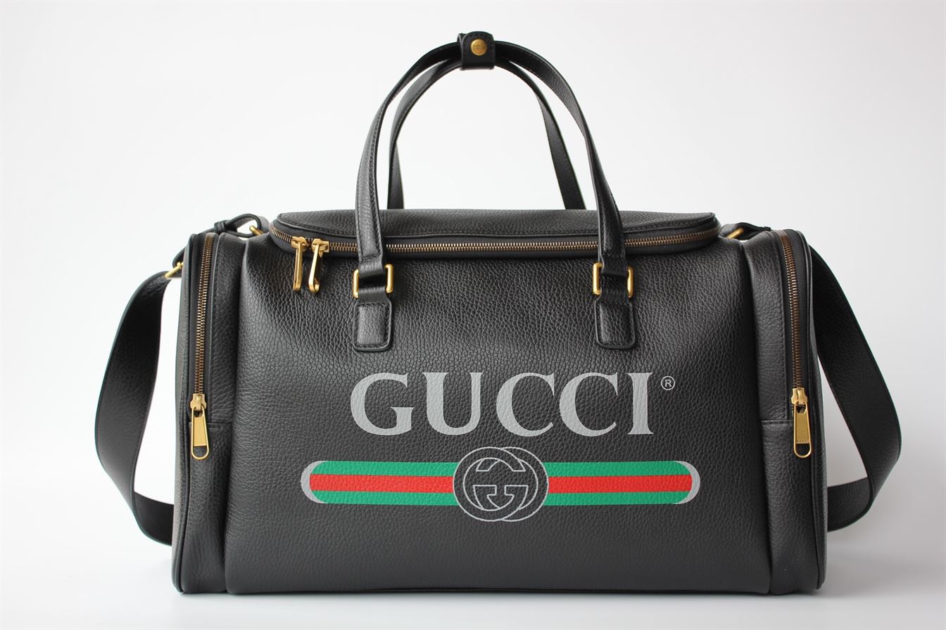 GUCCI RETRO LOGO PRINT LEATHER DUFFLE BAG – BG039