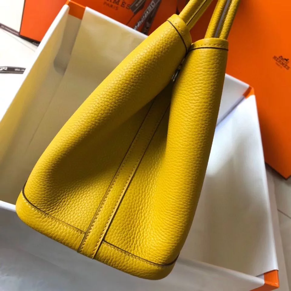 Hermes Garden Party 30 Bag In Yellow Taurillon Leather – HW076