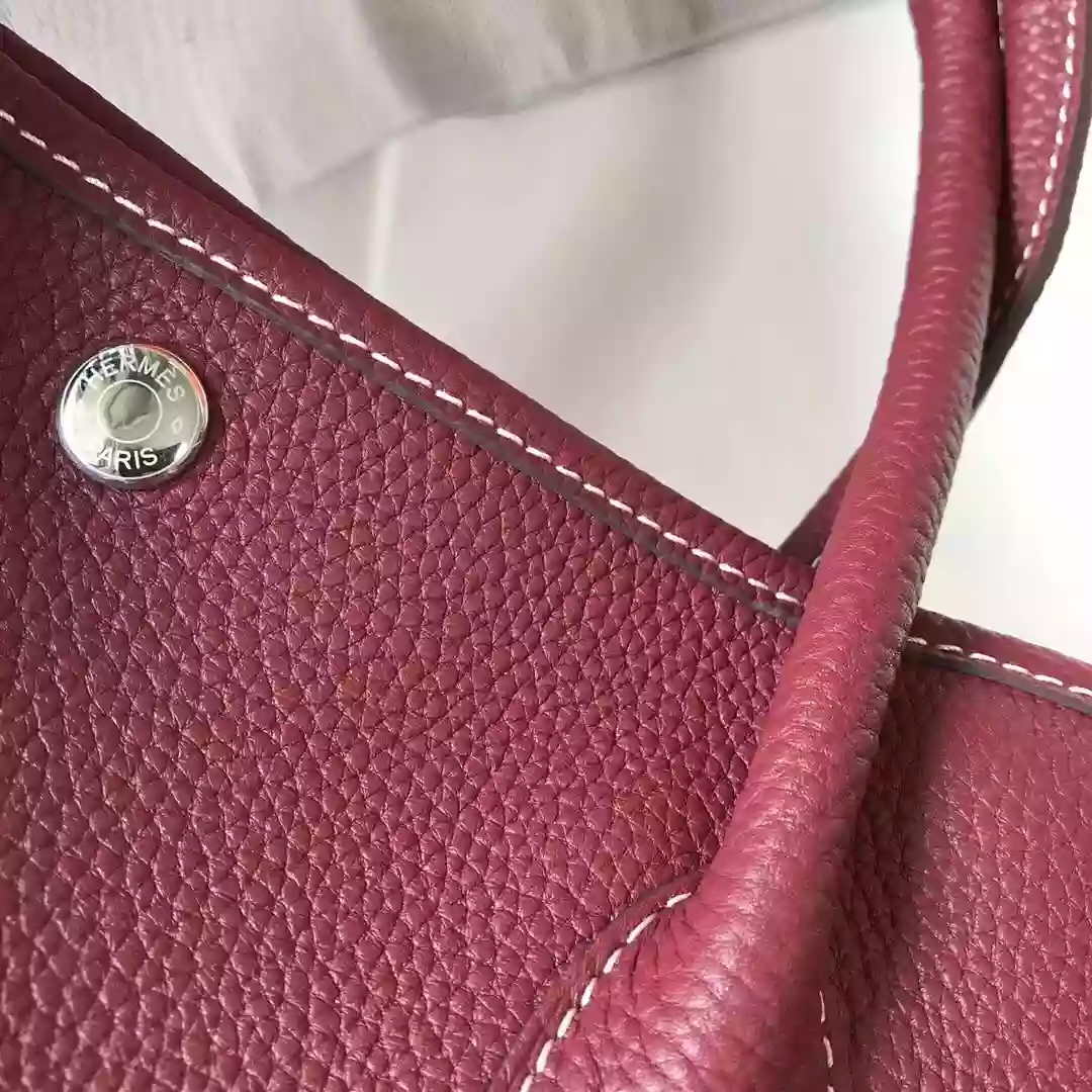 Hermes Garden Party 30 Bag In Bordeaux Taurillon Leather – HW081