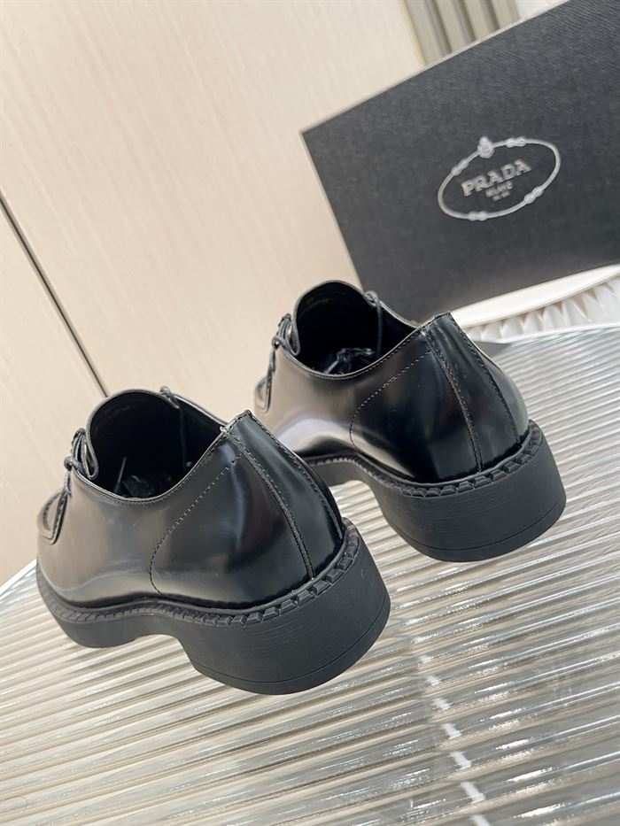 PRADA MONOLITH BRUSHED LEATHER LACE-UP SHOES – PRS039