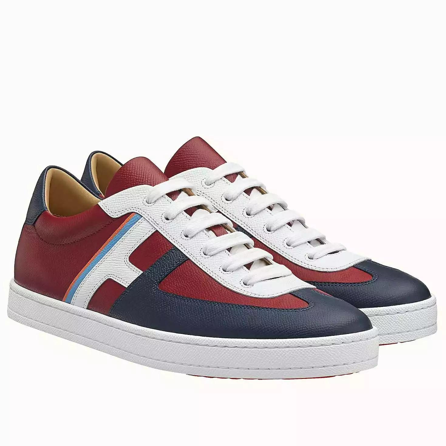 Hermes Boomerang Sneakers In Multicolore Bordeaux Leather – HM052