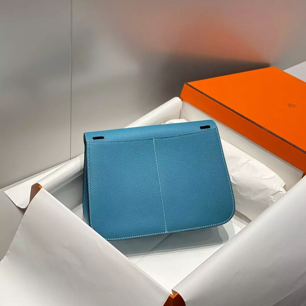 Hermes Halzan 25 Bag in Blue Jean Clemence Leather – HW091