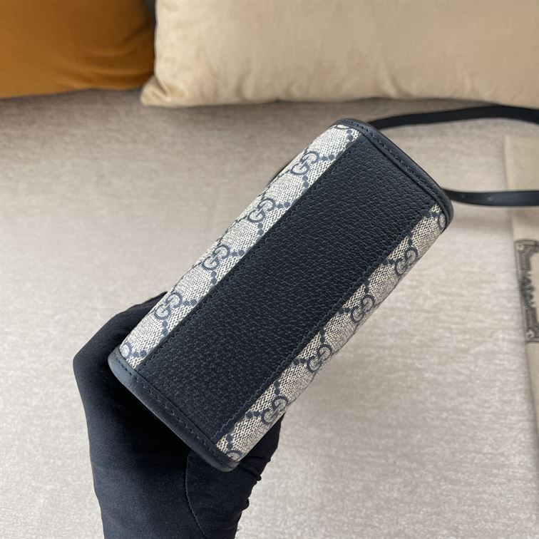 GUCCI MINI NOTE BAG WITH INTERLOCKING G BEIGE AND BLUE GG SUPREME CANVAS – GB36