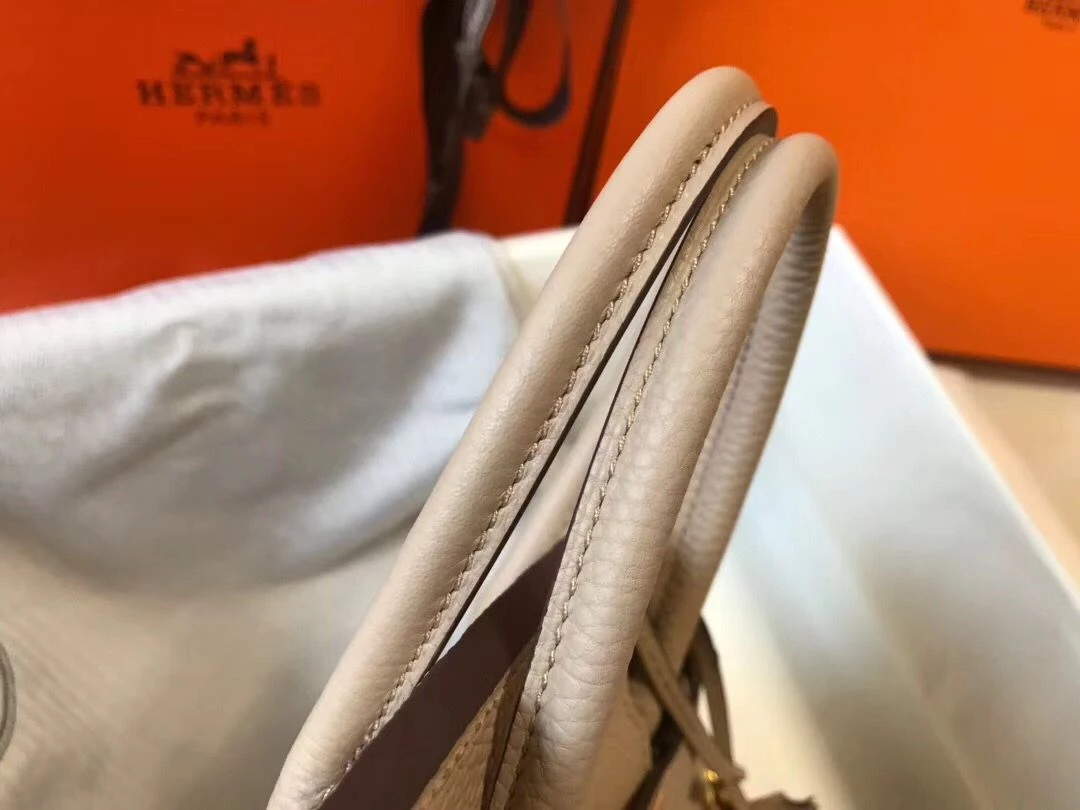 Hermes Birkin 25cm Bag In Beige Clemence Leather GHW – HW015