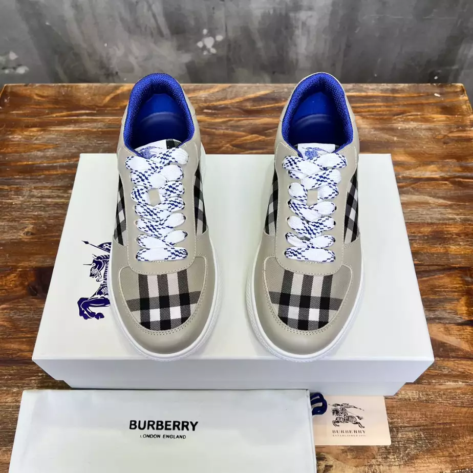BURBERRY LEATHER AND CHECK TERRACE SNEAKERS – BBR081