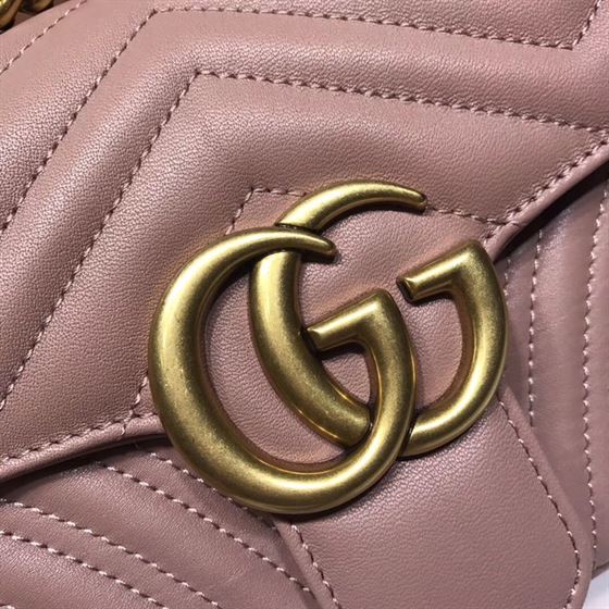 GUCCI GG MARMONT SMALL SHOULDER BAG DUSTY PINK LEATHER – GB61
