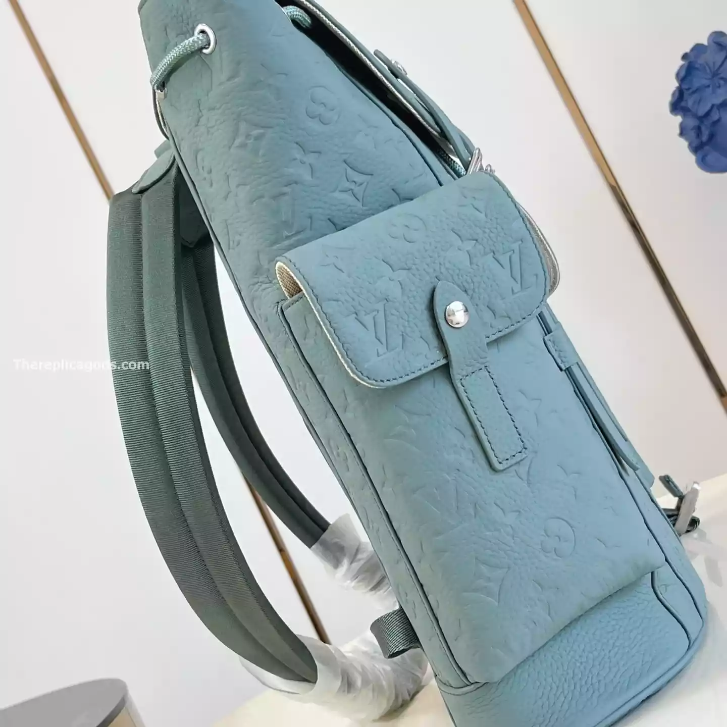 CHRISTOPHER MM BACKPACK MISTY LAKE GREEN MONOGRAM TAURILLON – LW310