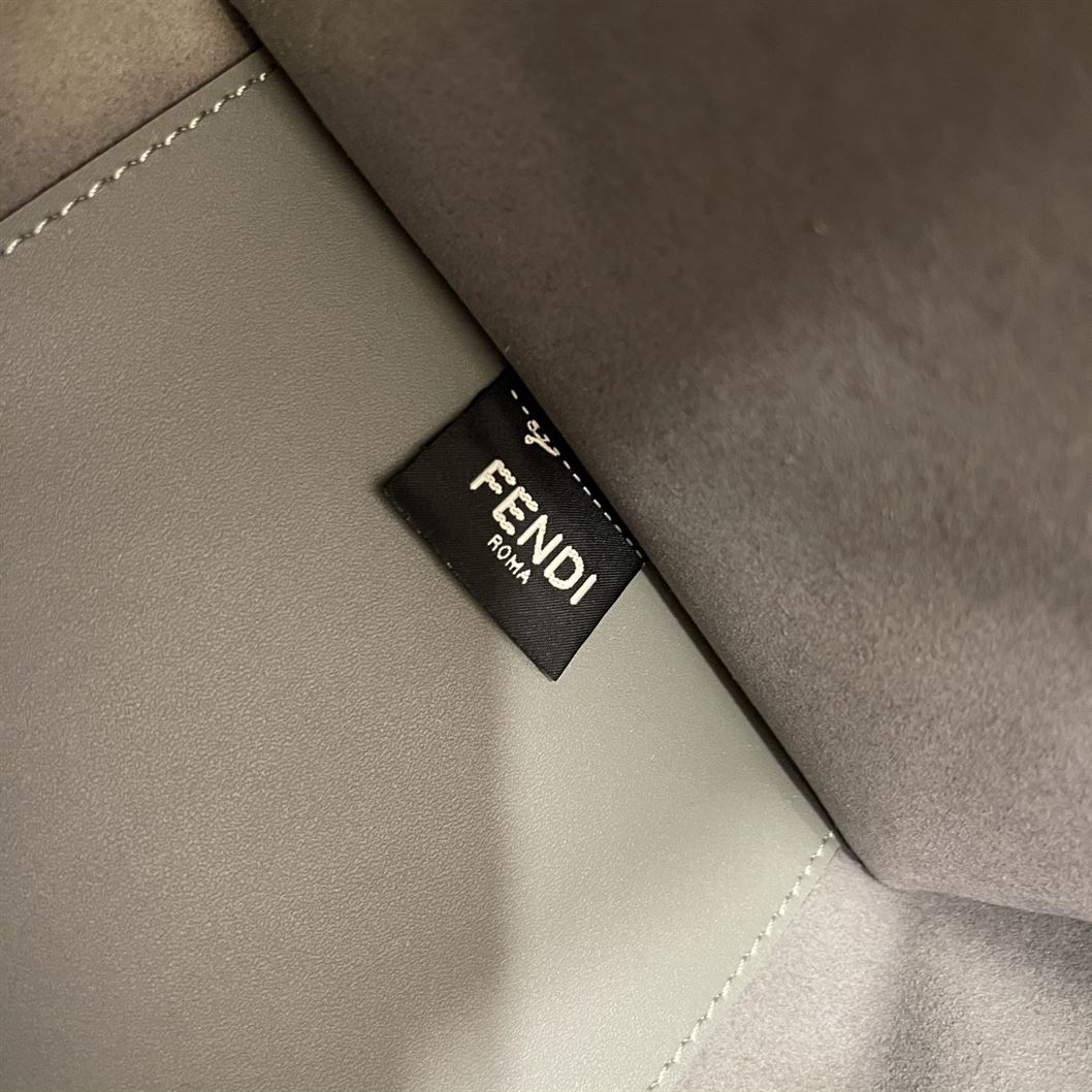 FENDI SUNSHINE MEDIUM GREY LEATHER SHOPPER BAG – F016