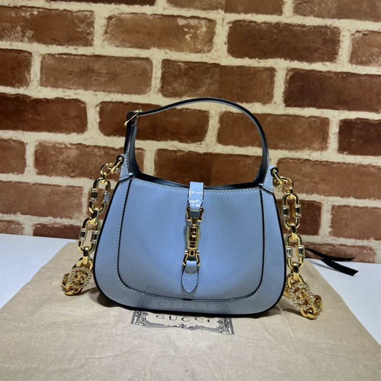 GUCCI JACKIE 1961 MINI SHOULDER BAG WITH BLUE PATENT LEATHER – GB75