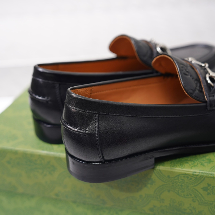 GUCCI LEATHER GC LOGO HORSEBIT BLACK LOAFER – GL056