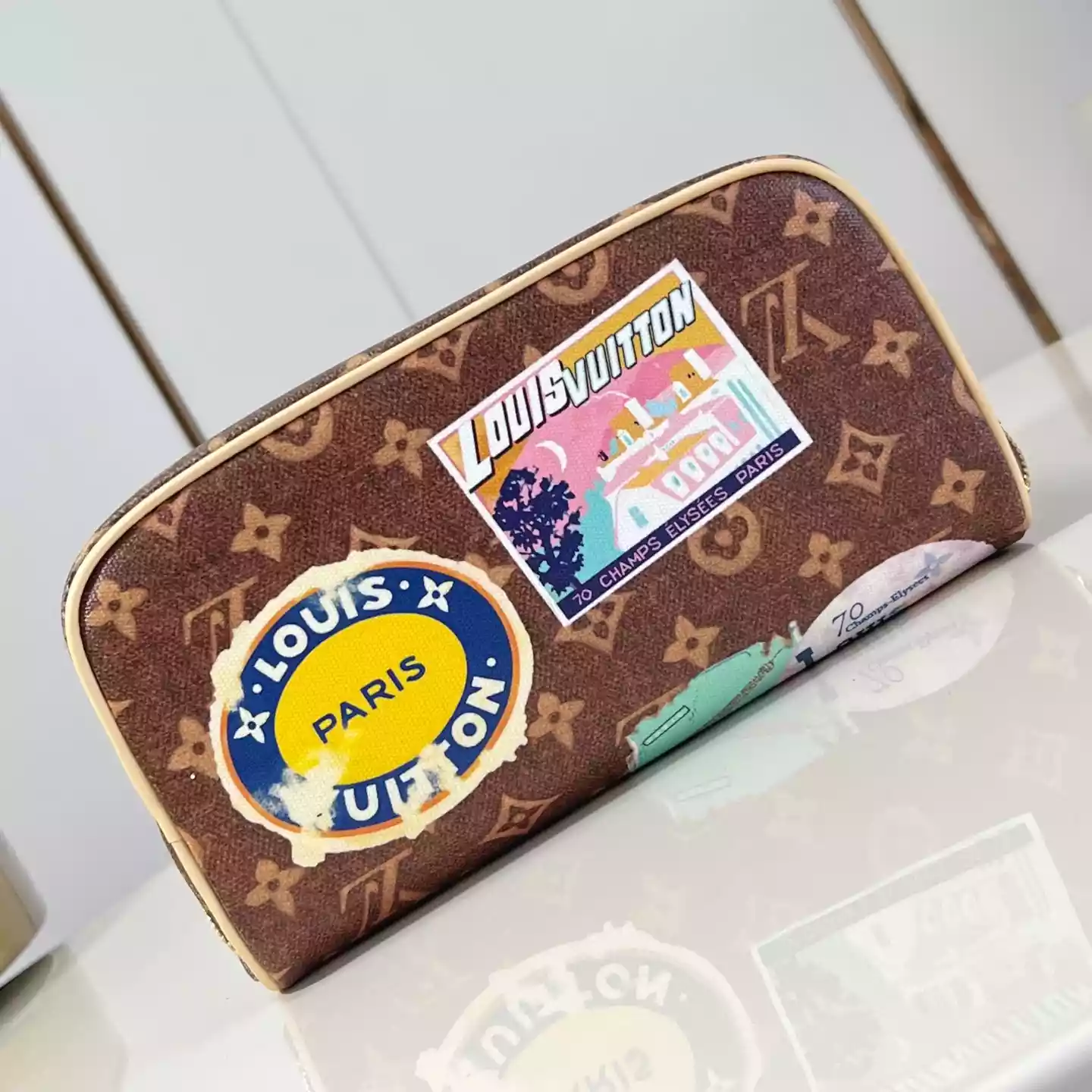 TOILETRY BAG 2 COMPARTMENTS BROWN MONOGRAM CANVAS – LW296