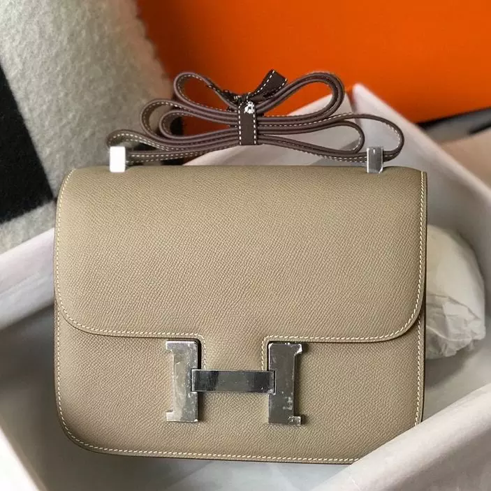 Hermes Grey Constance MM 24cm Epsom Leather Bag – HW038