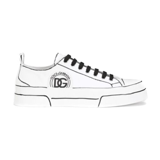 DOLCE & GABBANA HAND PAINTED CANVAS PORTOFINO LIGHT SNEAKERS IN WHITE – DG008