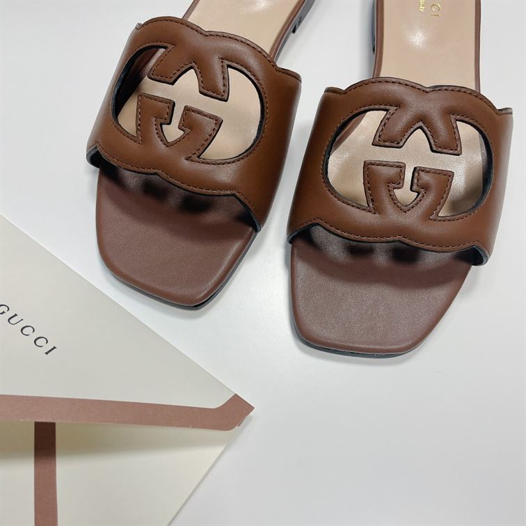GUCCI WOMEN’S INTERLOCKING G CUT-OUT SLIDE SANDAL – GSL014