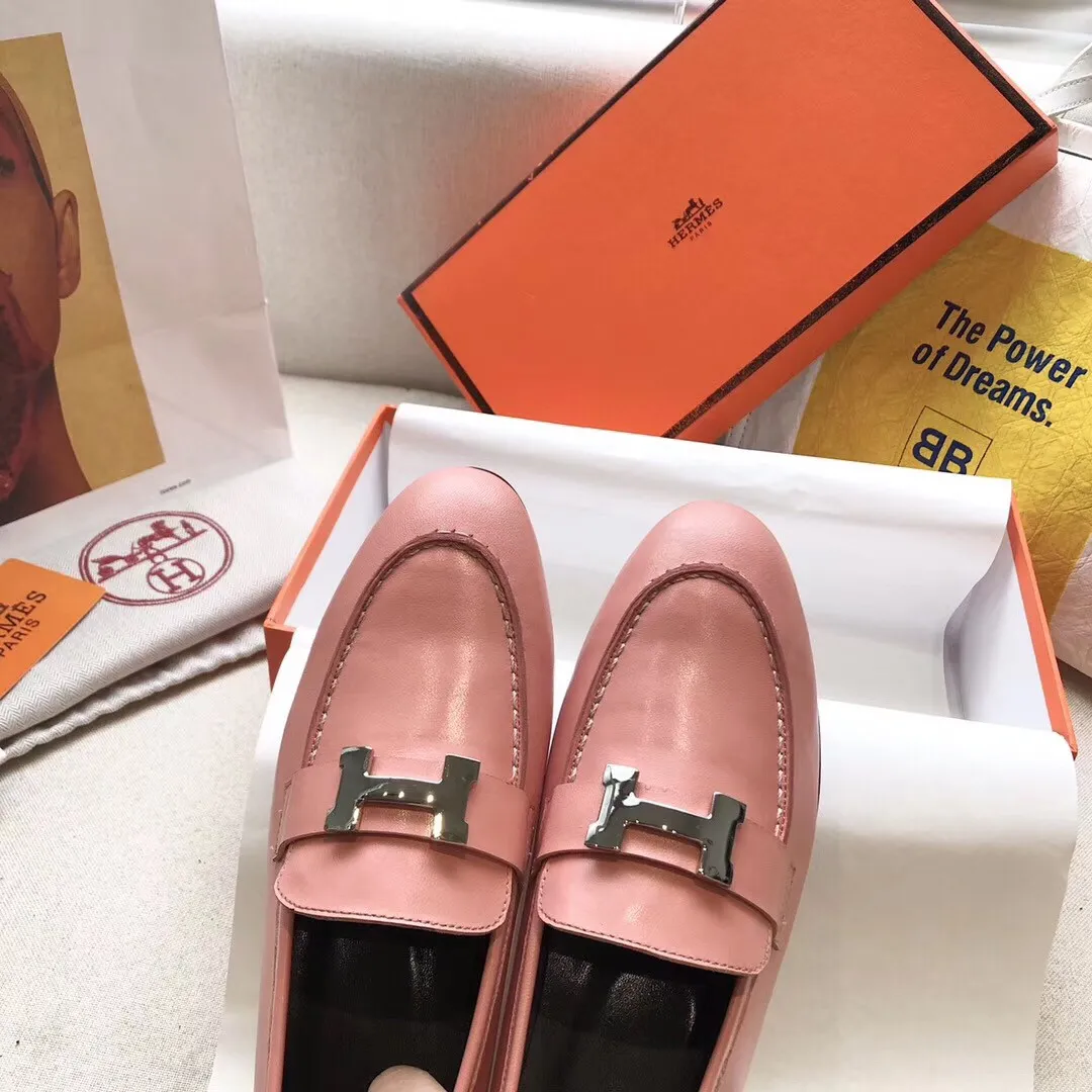 Hermes Women’s Paris Loafers In Pink Goatskin – HM083