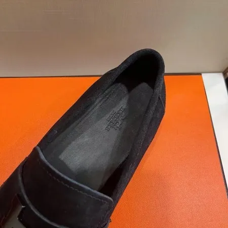 Hermes Men’s Paris Loafers In Black Suede Calfskin – HM013