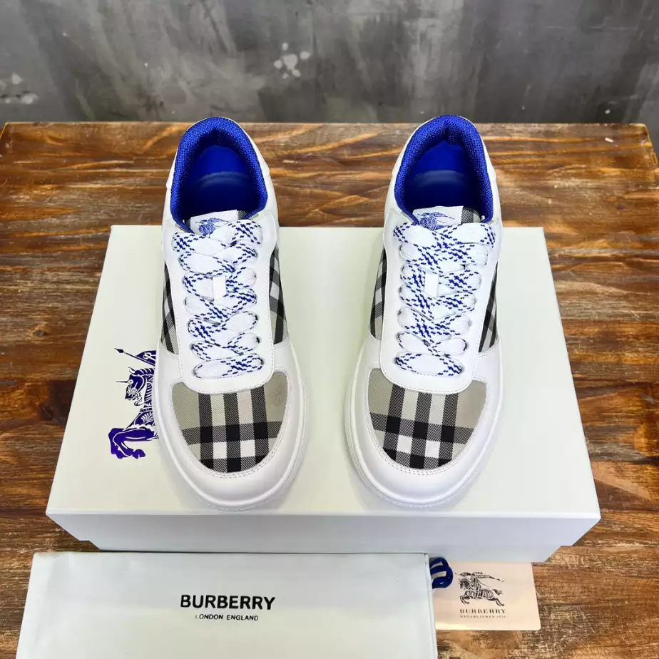 BURBERRY LEATHER AND CHECK TERRACE SNEAKERS – BBR082