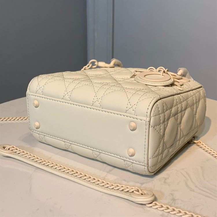 DIOR MINI LADY DIOR BAG LATTE ULTRAMATTE CANNAGE CALFSKIN – DOB040