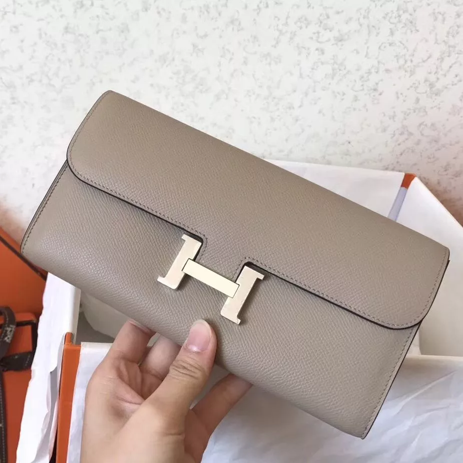 Hermes Constance Long Wallet In Grey Epsom Leather – HW183